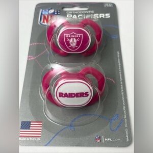 Las Vegas Raiders Pink Pacifiers 2 pack Silicone Made In USA NEW